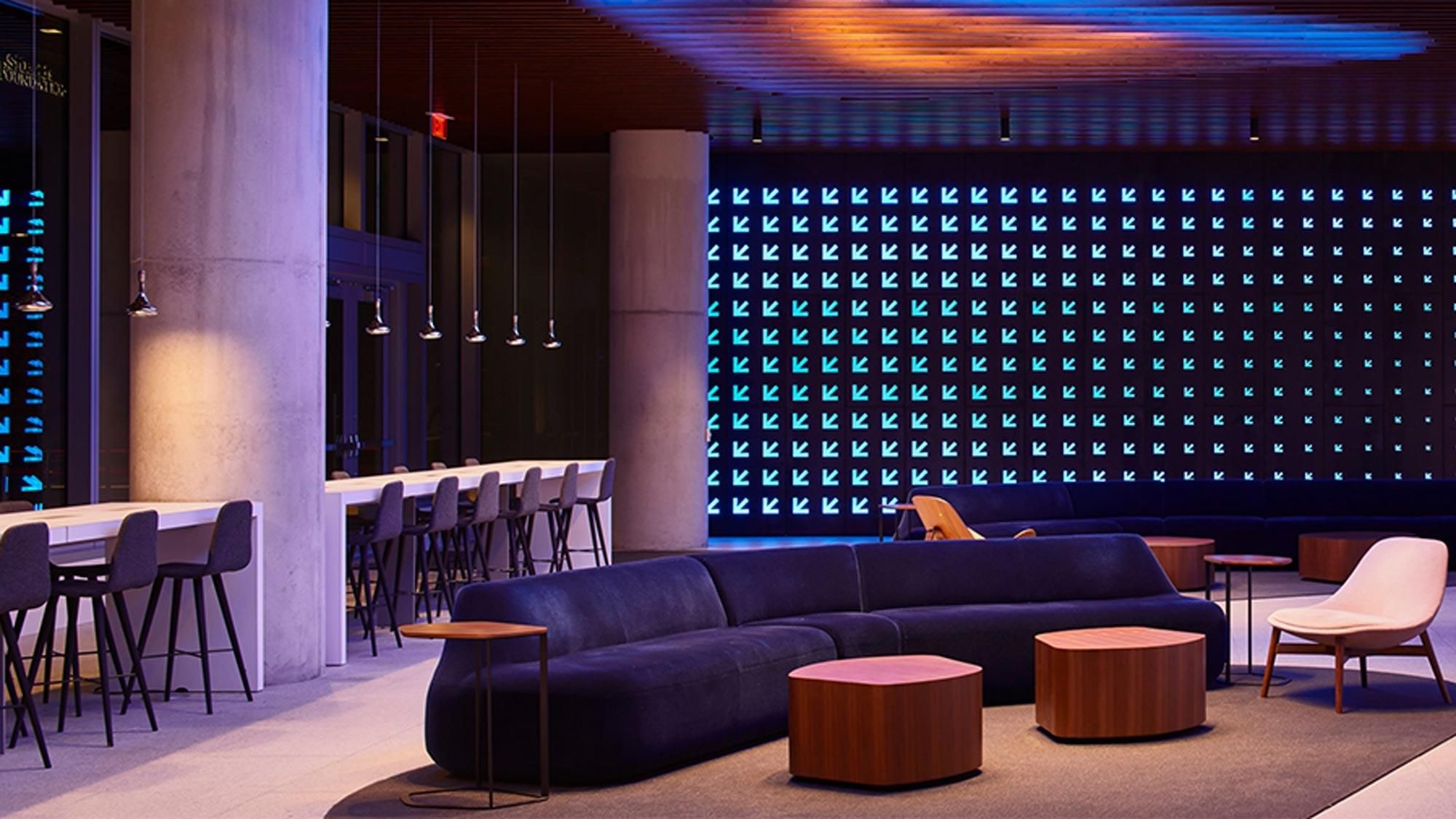 Hotel lobby with ketra lighting